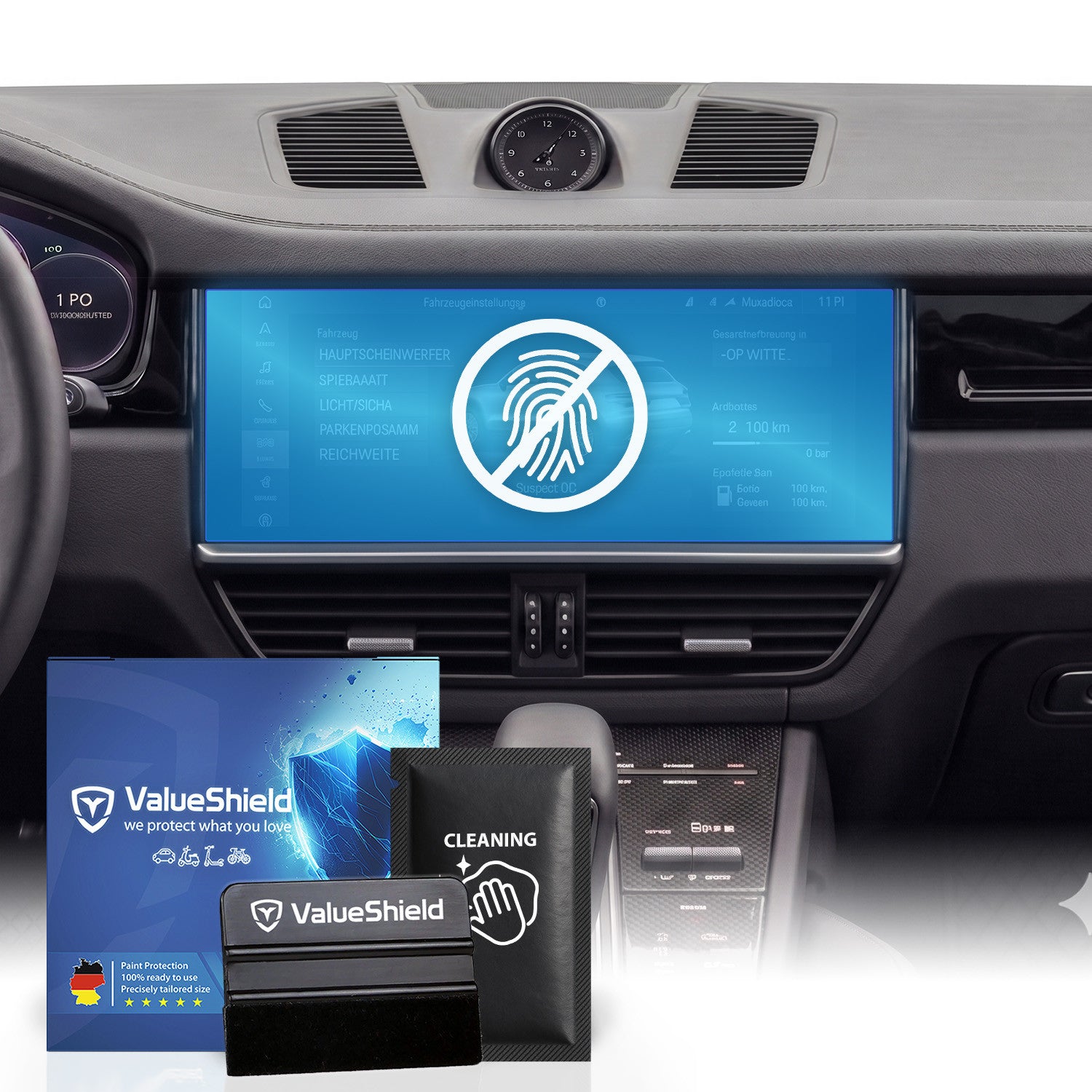 Anti-Fingerprint Displayschutzfolie passend für Porsche Cayenne 9YA 2017-2023 Vorfacelift (5-Türer SUV)