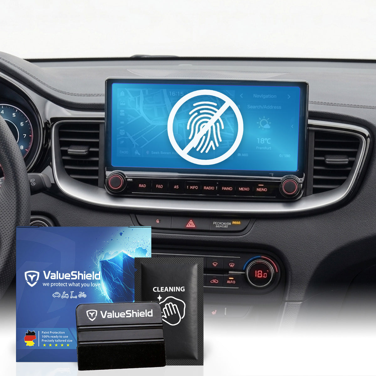 Anti-Fingerprint Displayschutzfolie passend für Kia XCeed 3 (CD) 2019-2025 (4-Türer Kompakt)