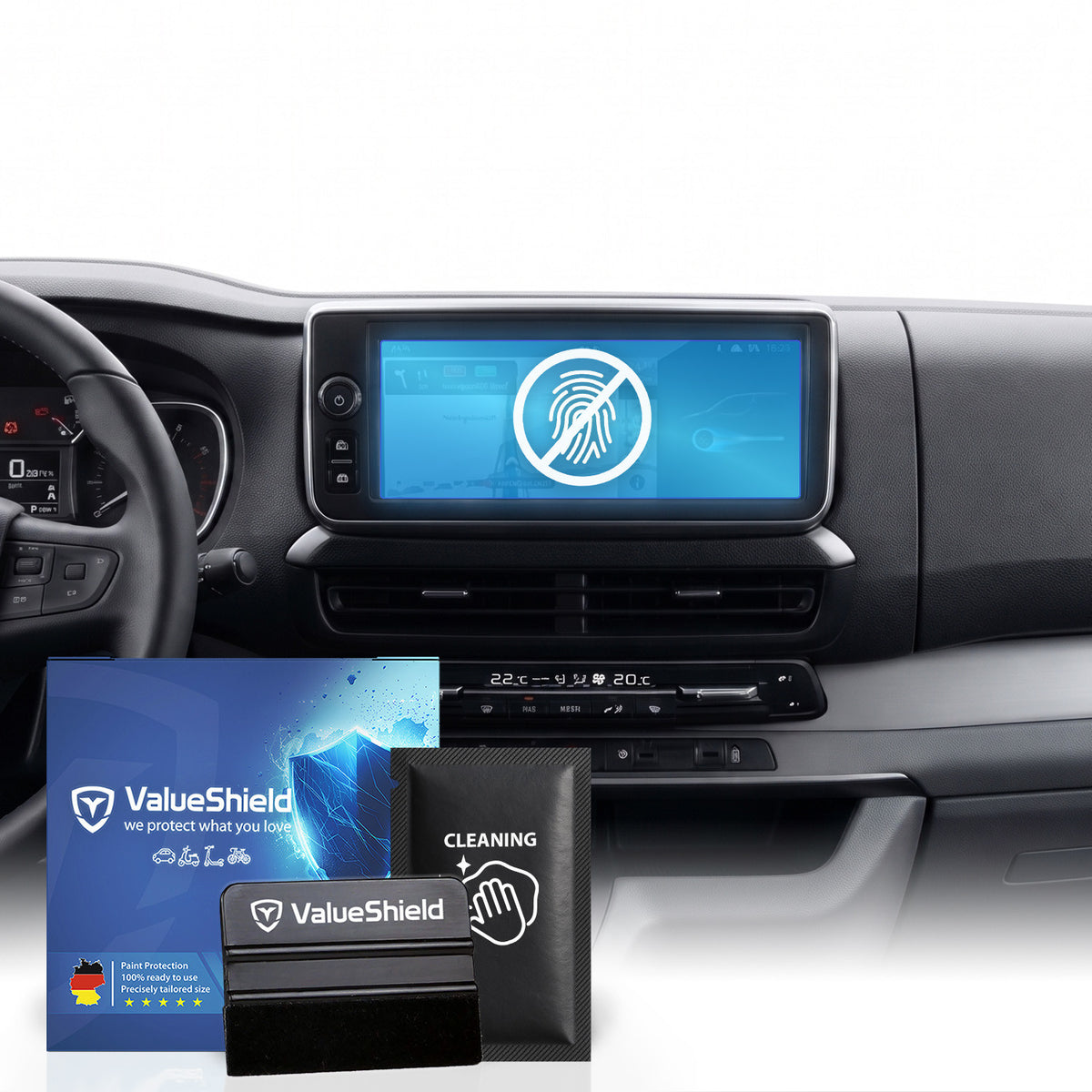 Anti-Fingerprint Displayschutzfolie passend für Citroen Jumpy 2016-2028 (3-Türer Transporter)