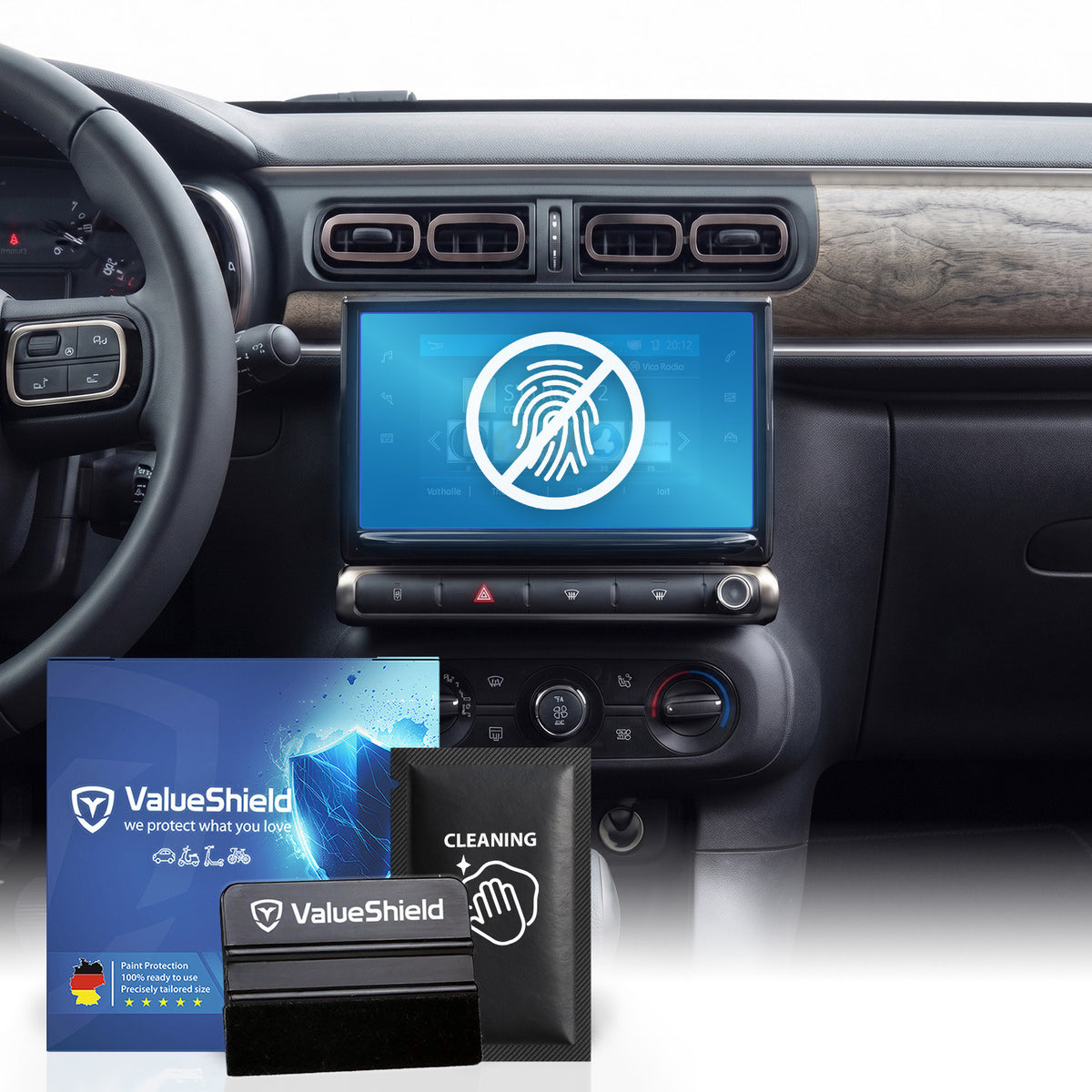 Anti-Fingerprint Displayschutzfolie passend für Citroen C3 / e-C3 3 2017-2024 (4-Türer Kompakt)