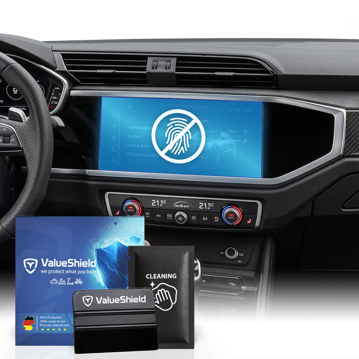 Anti-Fingerprint Displayschutzfolie passend für Audi Q3 & RS F3 (kein Sportback) 2018-2025 (5-Türer SUV)