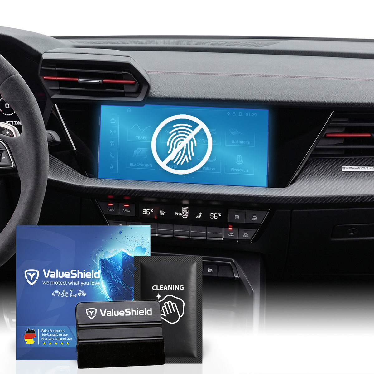 Anti-Fingerprint Displayschutzfolie passend für Audi A3 & S3/RS3 8Y Sportback 2020-2027 (5-Türer Kompakt)