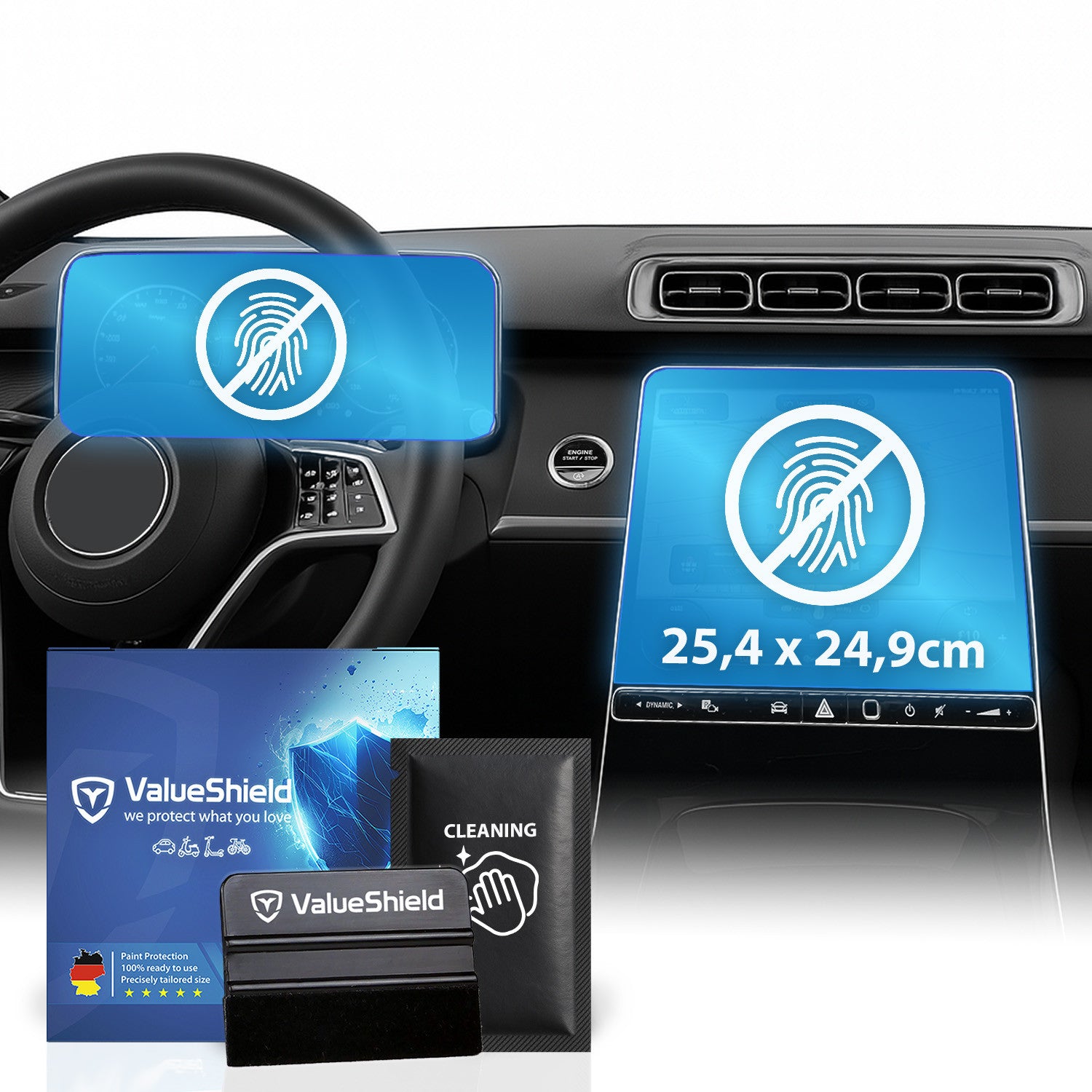Anti-Fingerprint Displayschutzfolie passend für Mercedes EQE V295 2022-2028 (5-Türer Limousine)