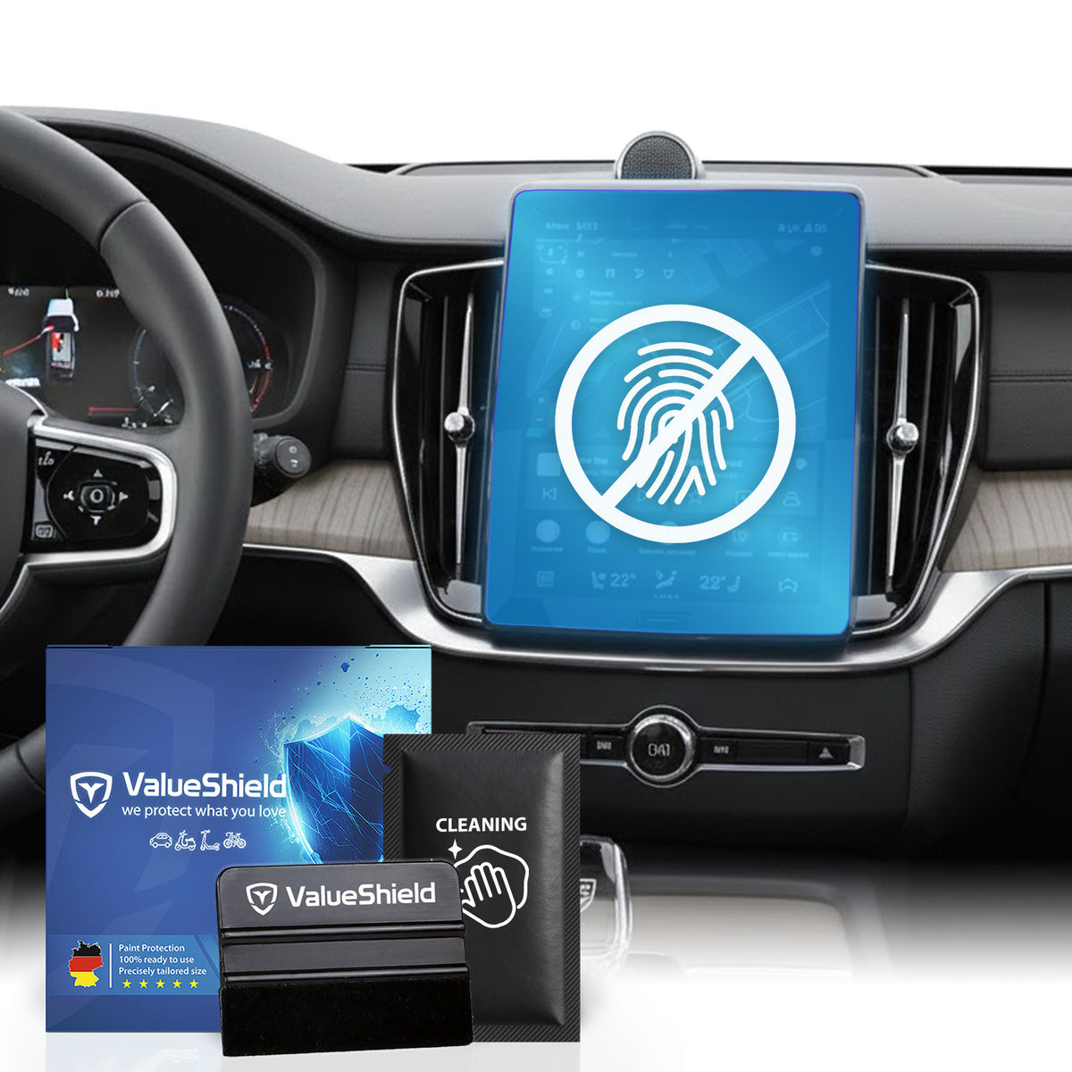 Anti-Fingerprint Displayschutzfolie passend für Volvo XC90 2. Gen 2015-2028 (5-Türer SUV)