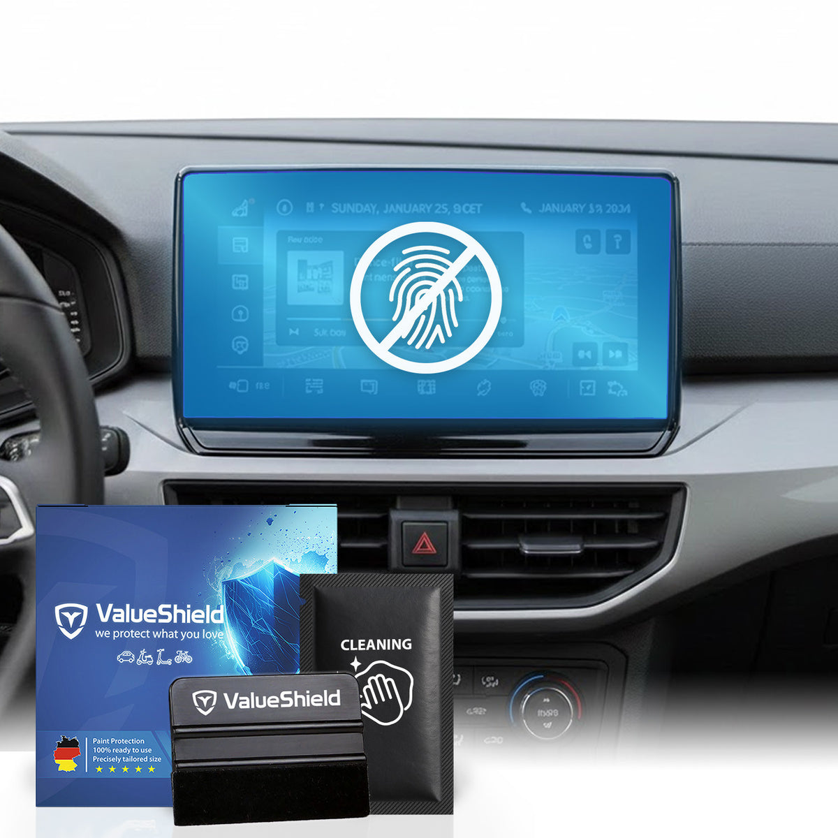 Anti-Fingerprint Displayschutzfolie passend für Seat Ibiza 5 (6F) 2017-2028 (5-Türer Kompakt)