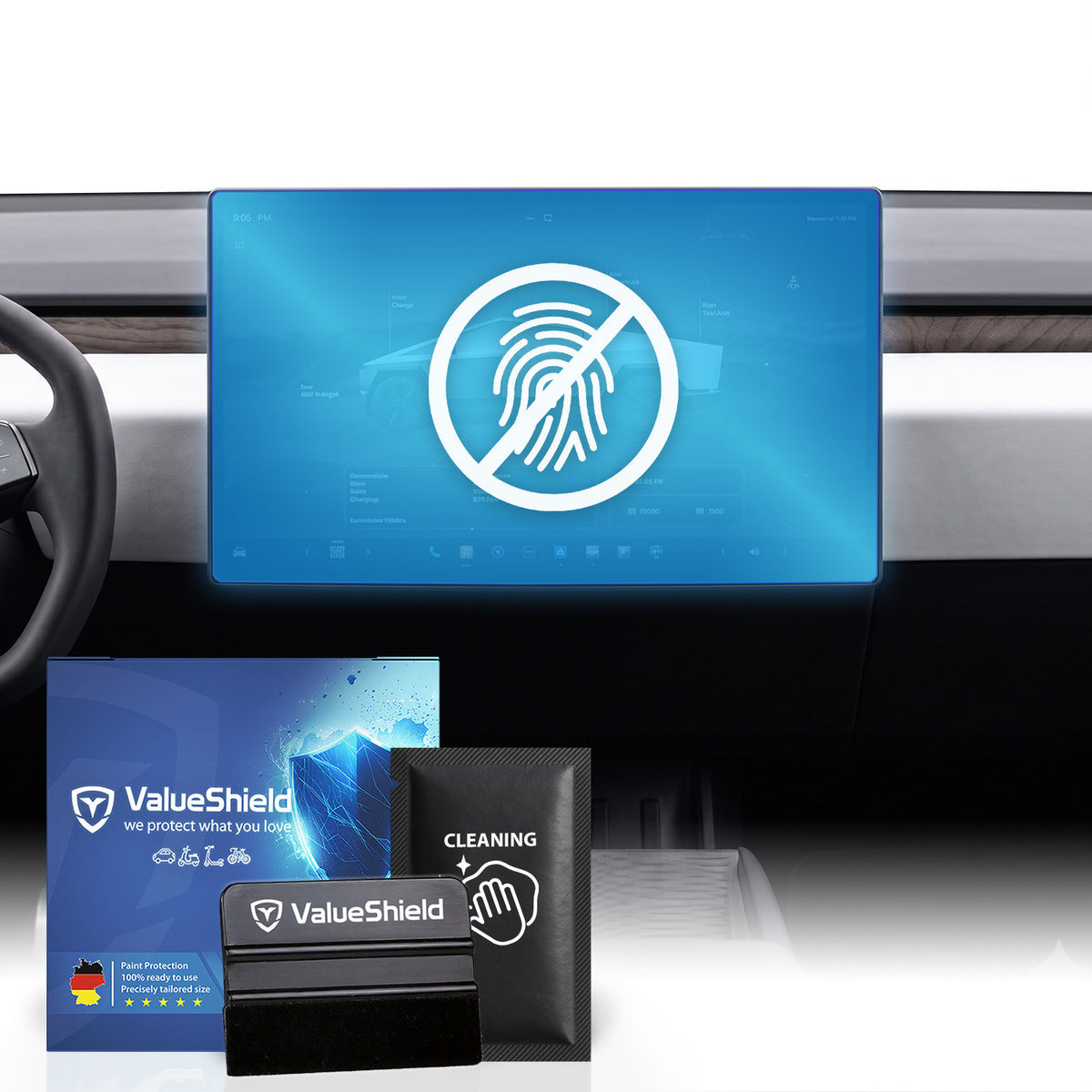 Anti-Fingerprint Displayschutzfolie passend für Tesla Cybertruck 2023-2029