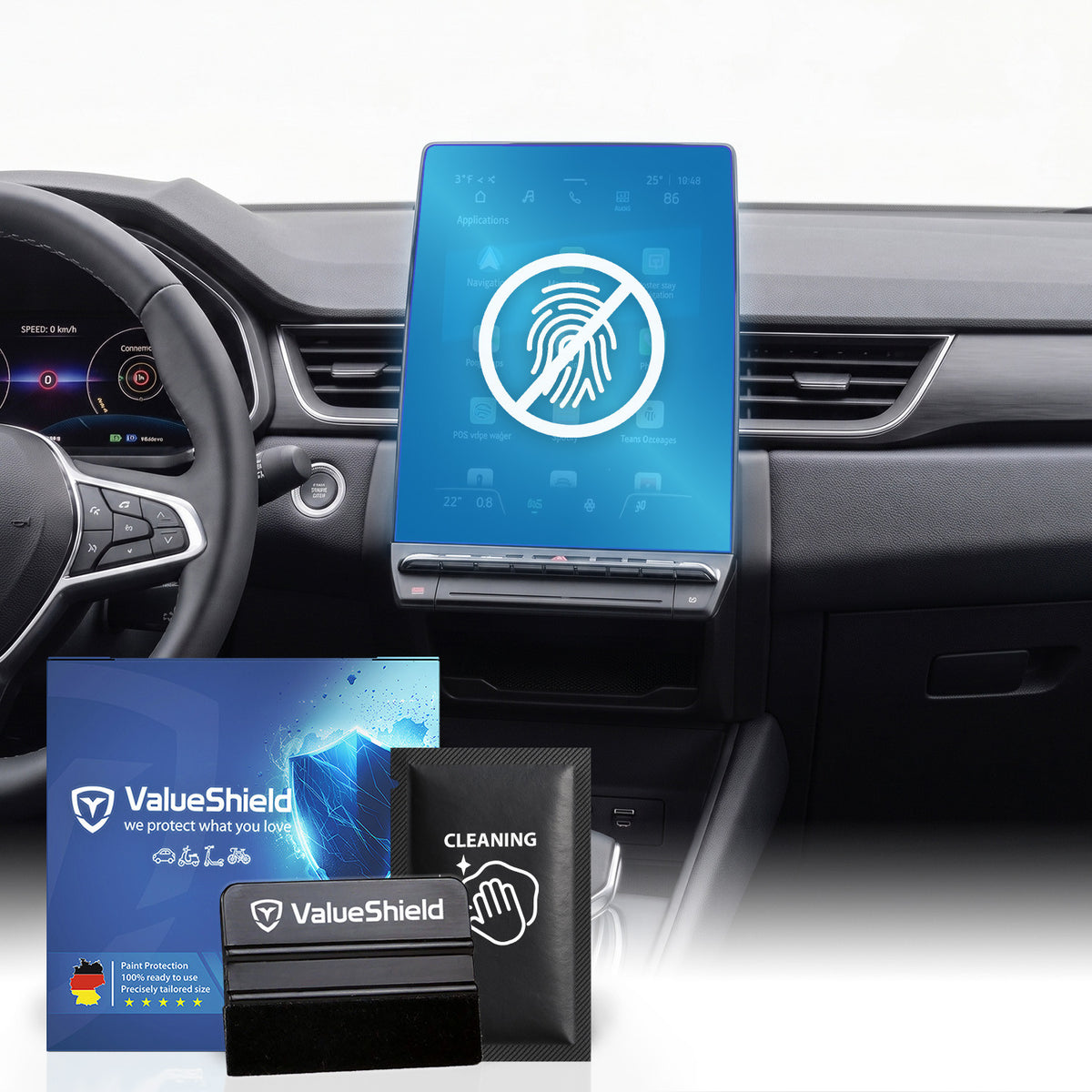 Anti-Fingerprint Displayschutzfolie passend für Renault Captur 2 2019-2027 (4-Türer Kompakt)