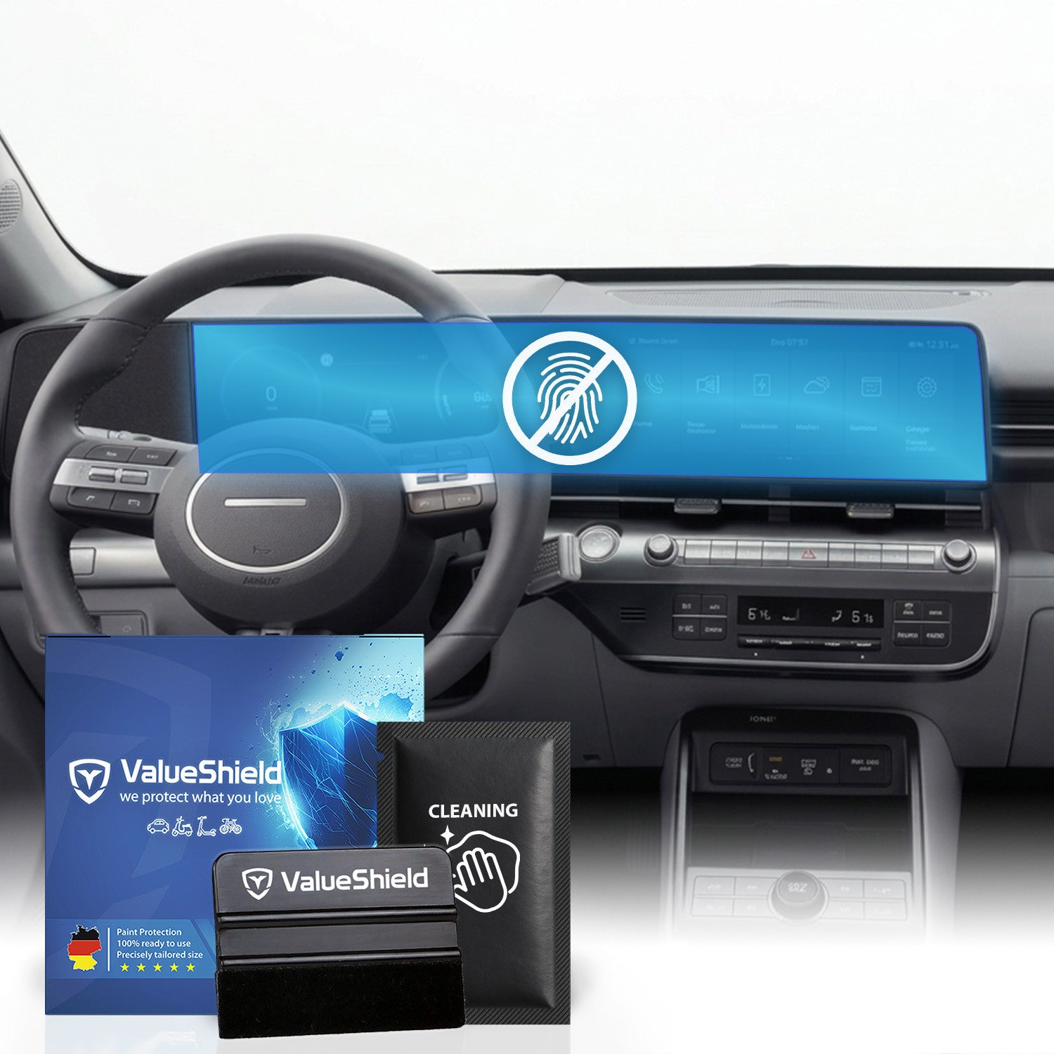 Anti-Fingerprint Displayschutzfolie passend für Hyundai Kona 2 2023-2029 (5-Türer Kompakt)