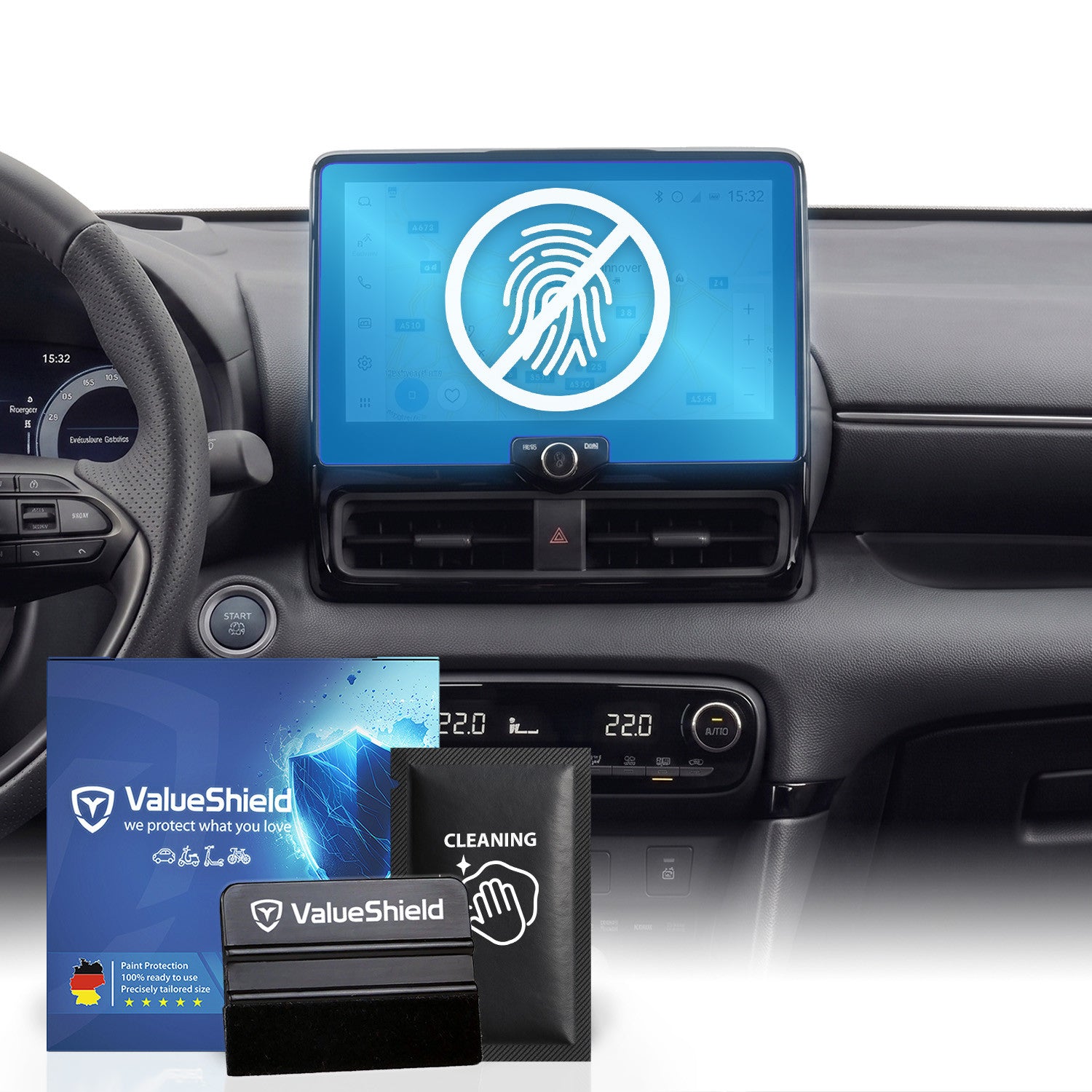 Anti-Fingerprint Displayschutzfolie passend für Toyota Yaris XP21 2020-2025 (5-Türer Kompakt)