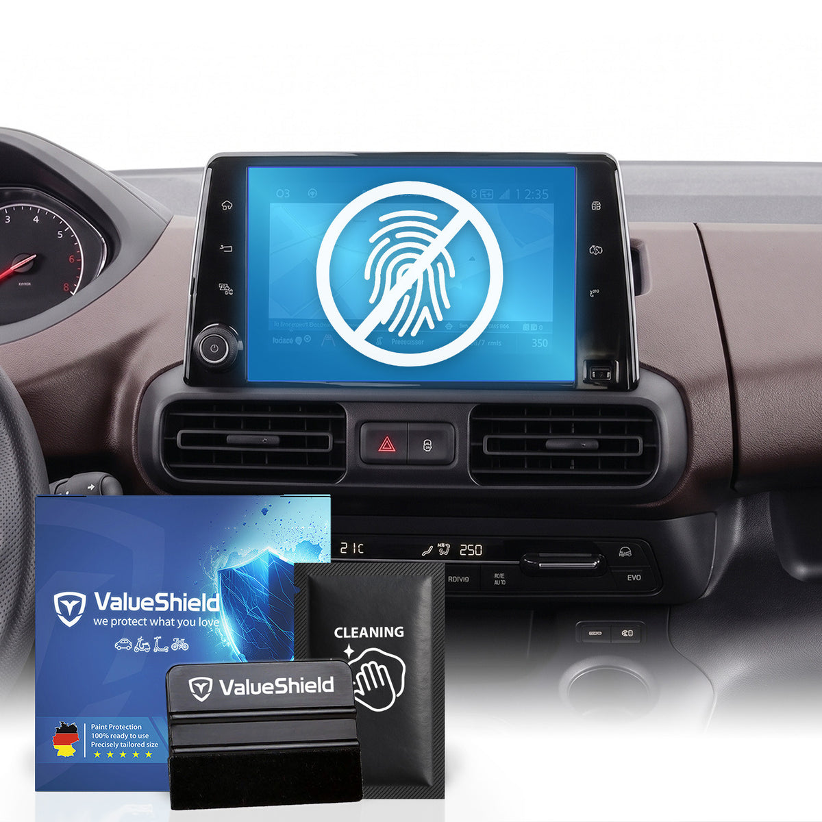 Anti-Fingerprint Displayschutzfolie passend für Opel Combo E 2018-2027 (3-Türer Kastenwagen)