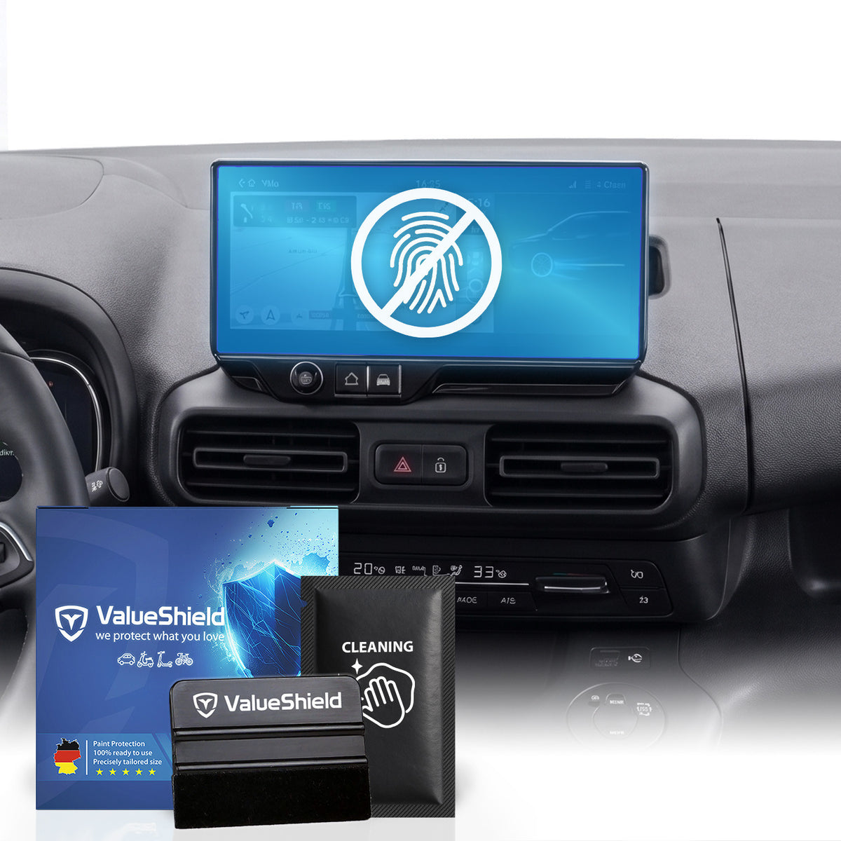 Anti-Fingerprint Displayschutzfolie passend für Citroen Berlingo 3 2018-2028 (5-Türer MiniVan)