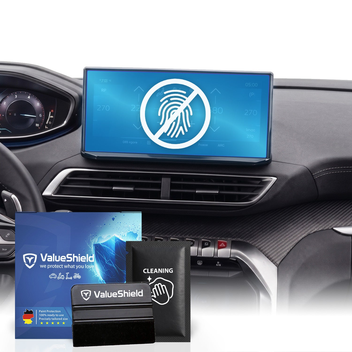 Anti-Fingerprint Displayschutzfolie passend für Peugeot 5008 II 2017-2025 (5-Türer SUV)