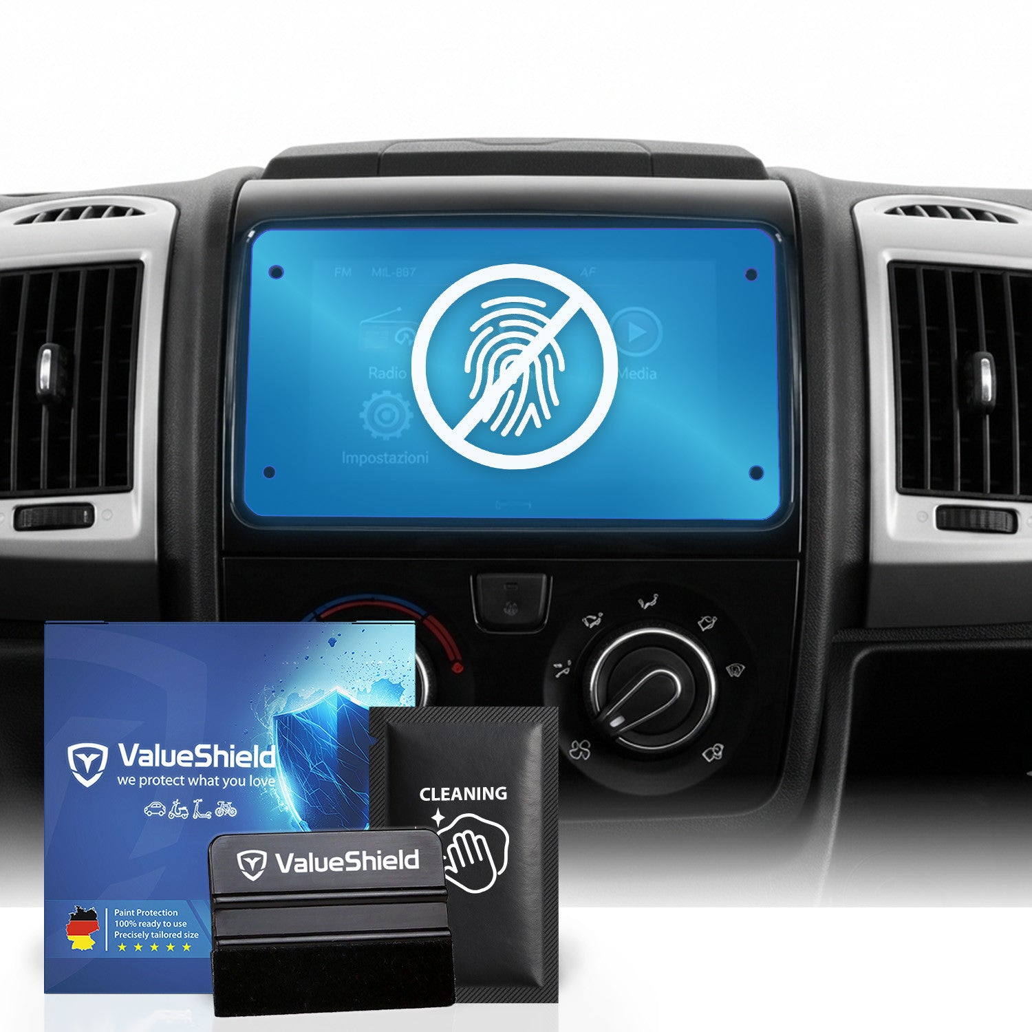 Anti-Fingerprint Displayschutzfolie passend für Citroen Jumpy 2016-2028 (3-Türer Transporter)