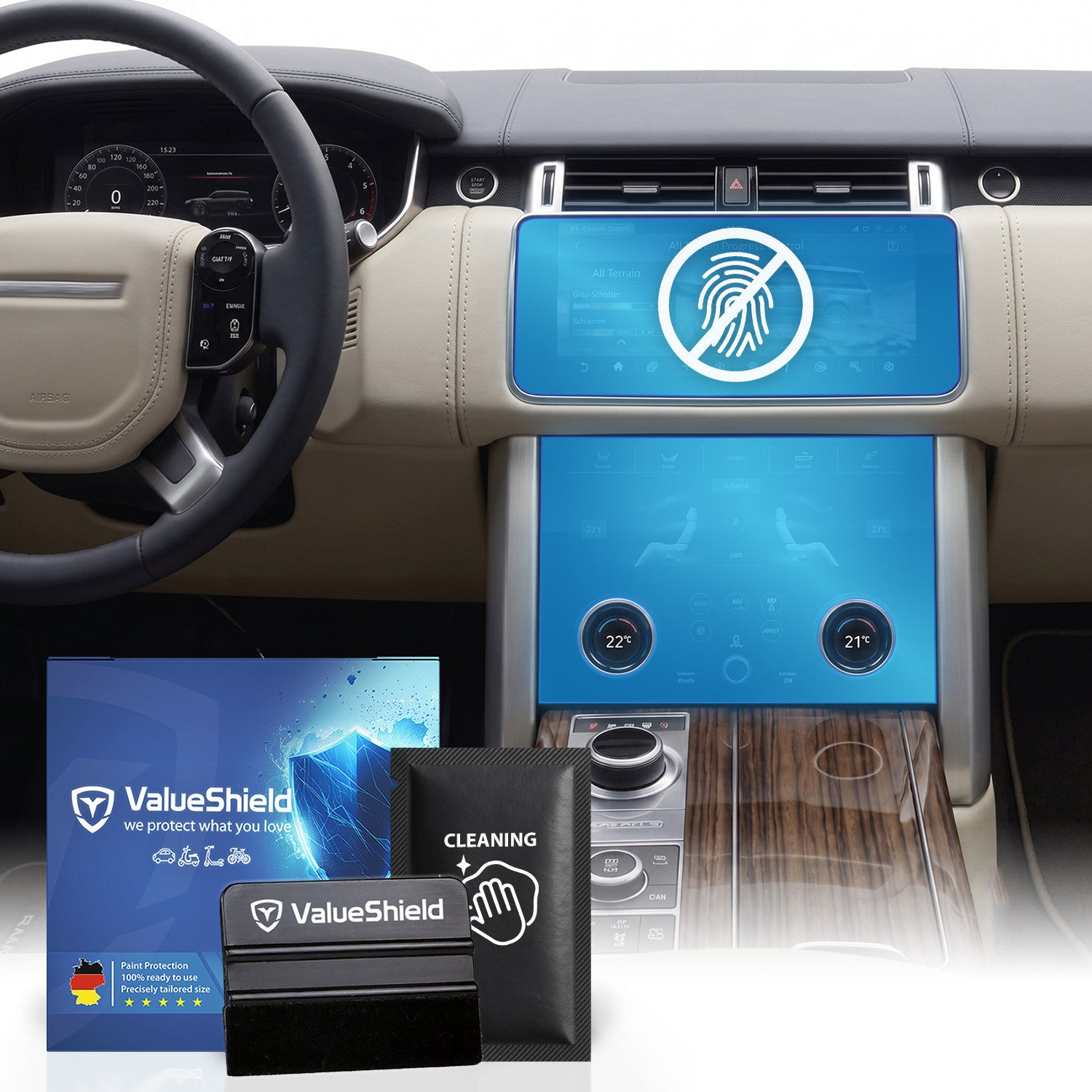Anti-Fingerprint Displayschutzfolie passend für Land Rover Range Rover Sport L494 2013-2022
