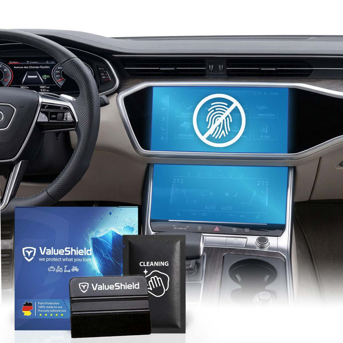Anti-Fingerprint Displayschutzfolie passend für Audi A6 & S6/RS6 C8 2018-2025 (5-Türer Limousine)