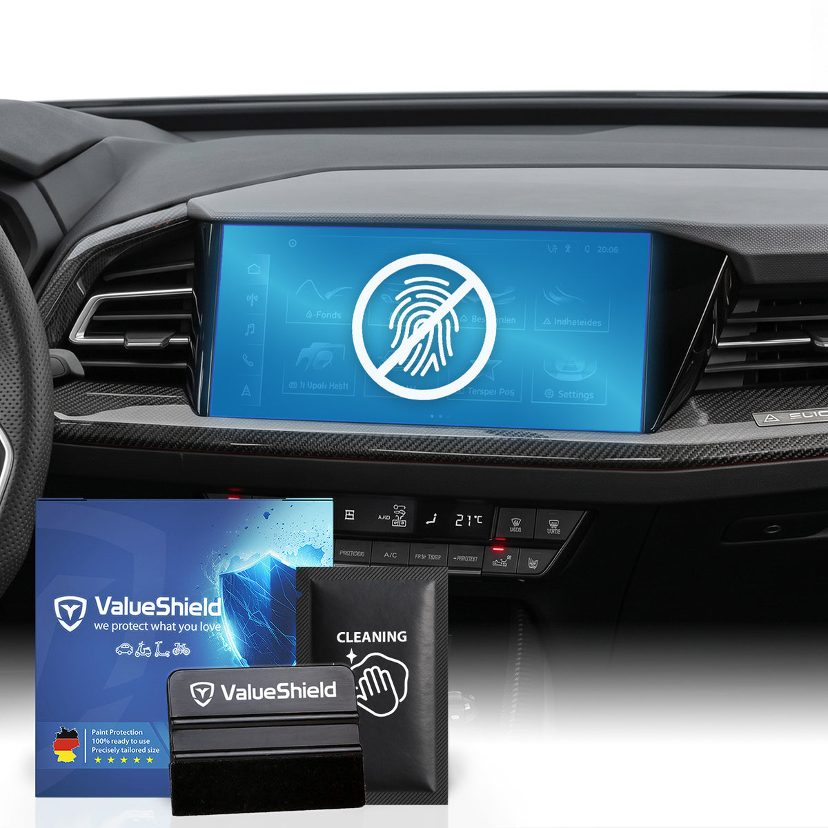 Anti-Fingerprint Displayschutzfolie passend für Audi Q4 & RS e-tron 2021-2028 (5-Türer SUV)