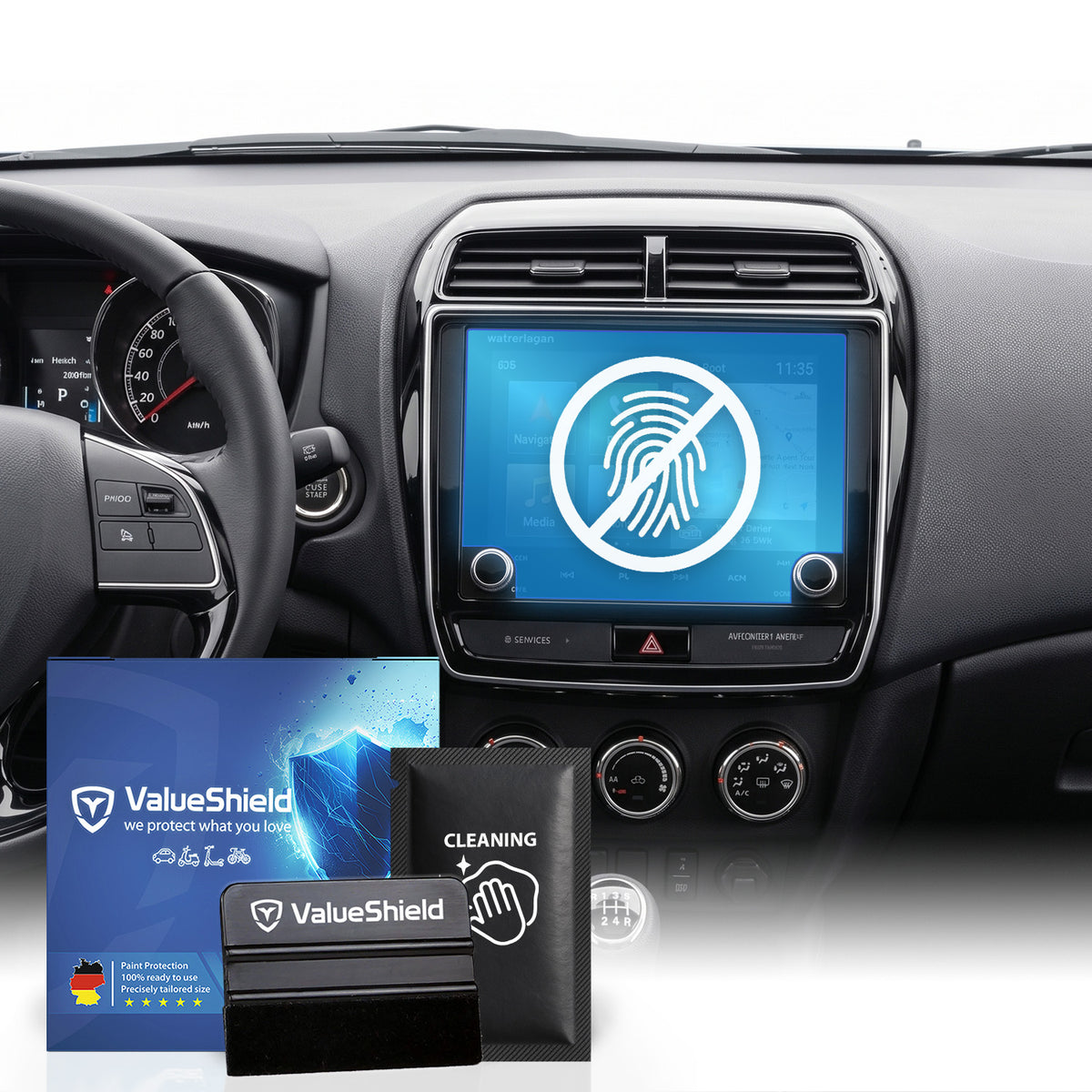 Anti-Fingerprint Displayschutzfolie passend für Mitsubishi ASX 2010-2023 (5-Türer Kombi)
