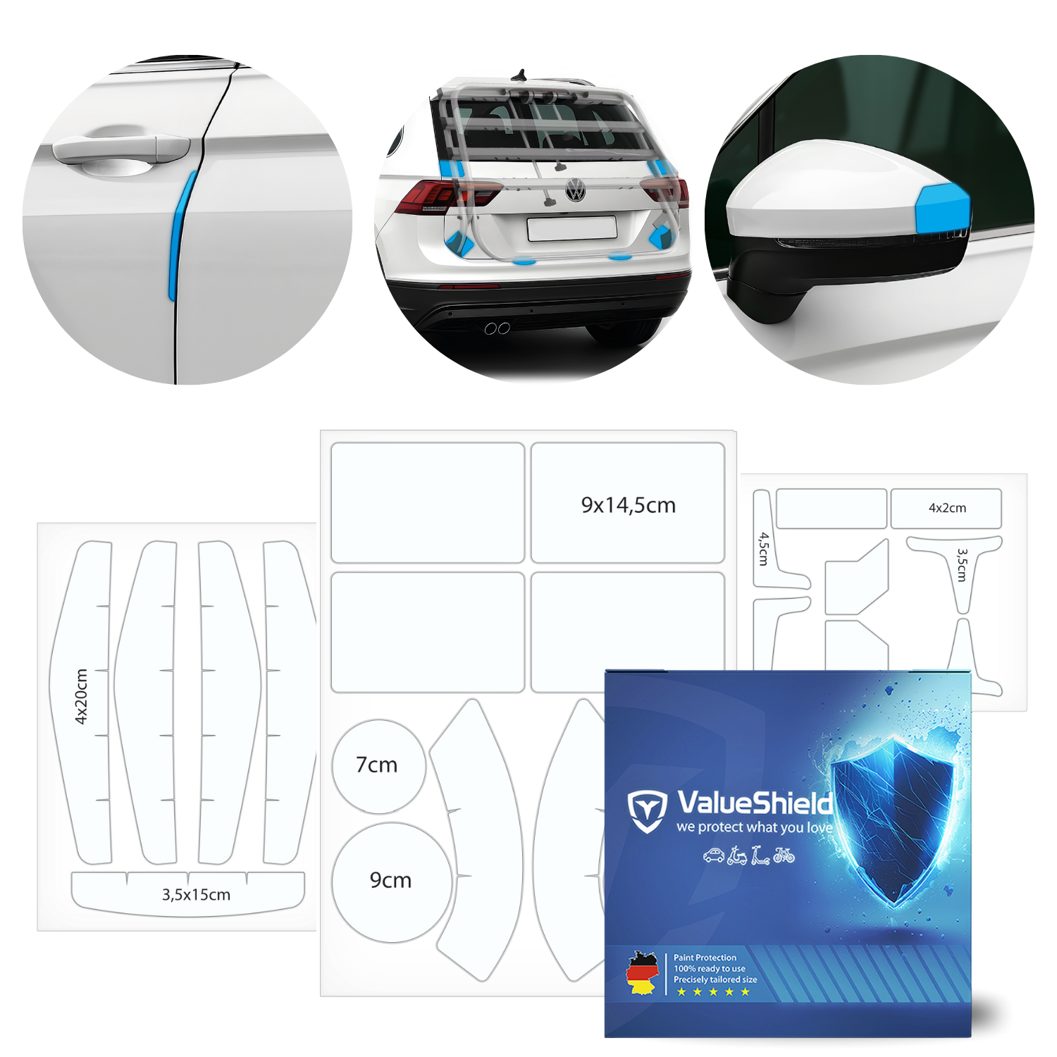 XL Kombiset-Lackschutzfolien passend für BMW 7er & M7 F01 2008-2015 (5-Türer Limousine) + universal Ergänzungsset