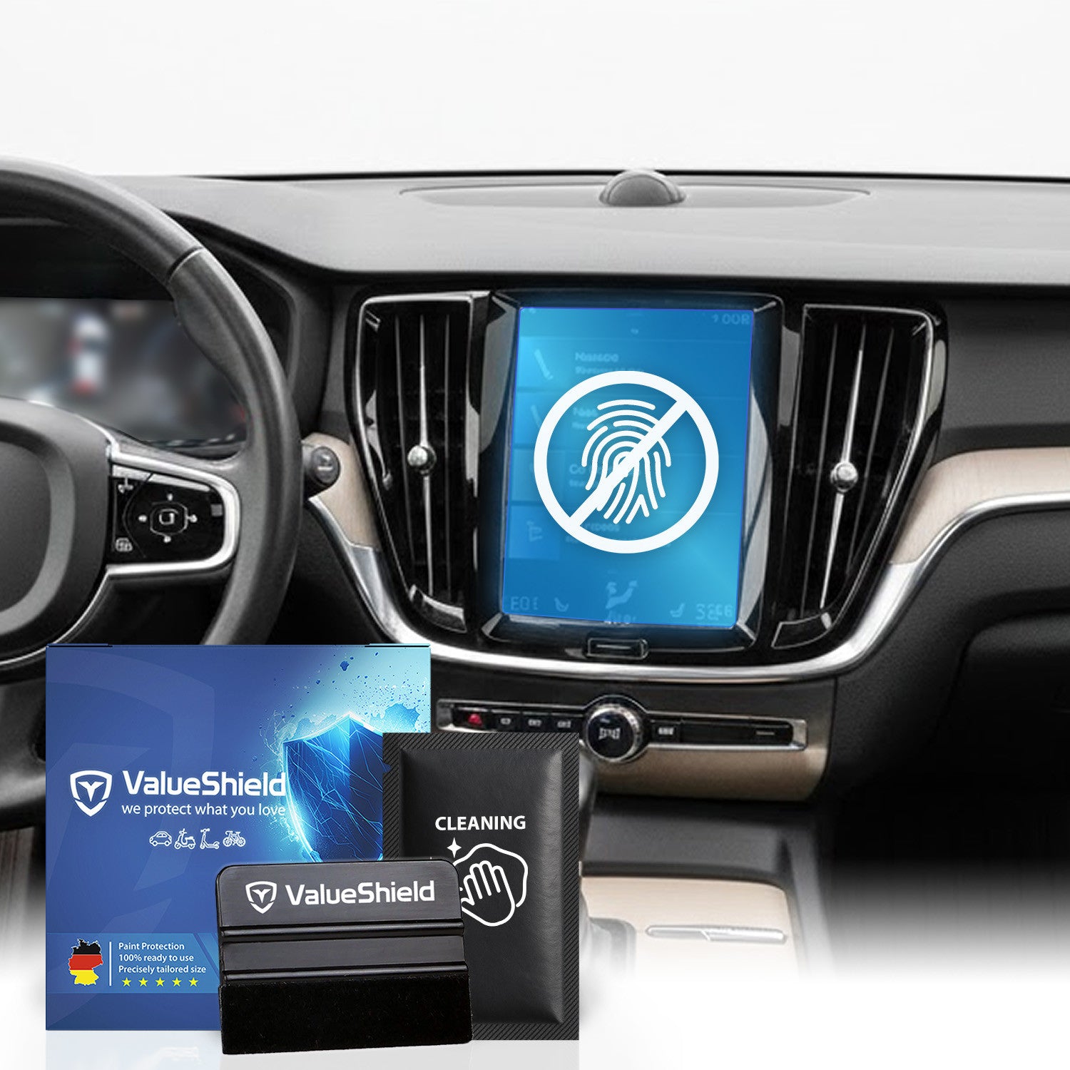 Anti-Fingerprint Displayschutzfolie passend für Volvo V90 2016-2024 (5-Türer Kombi)