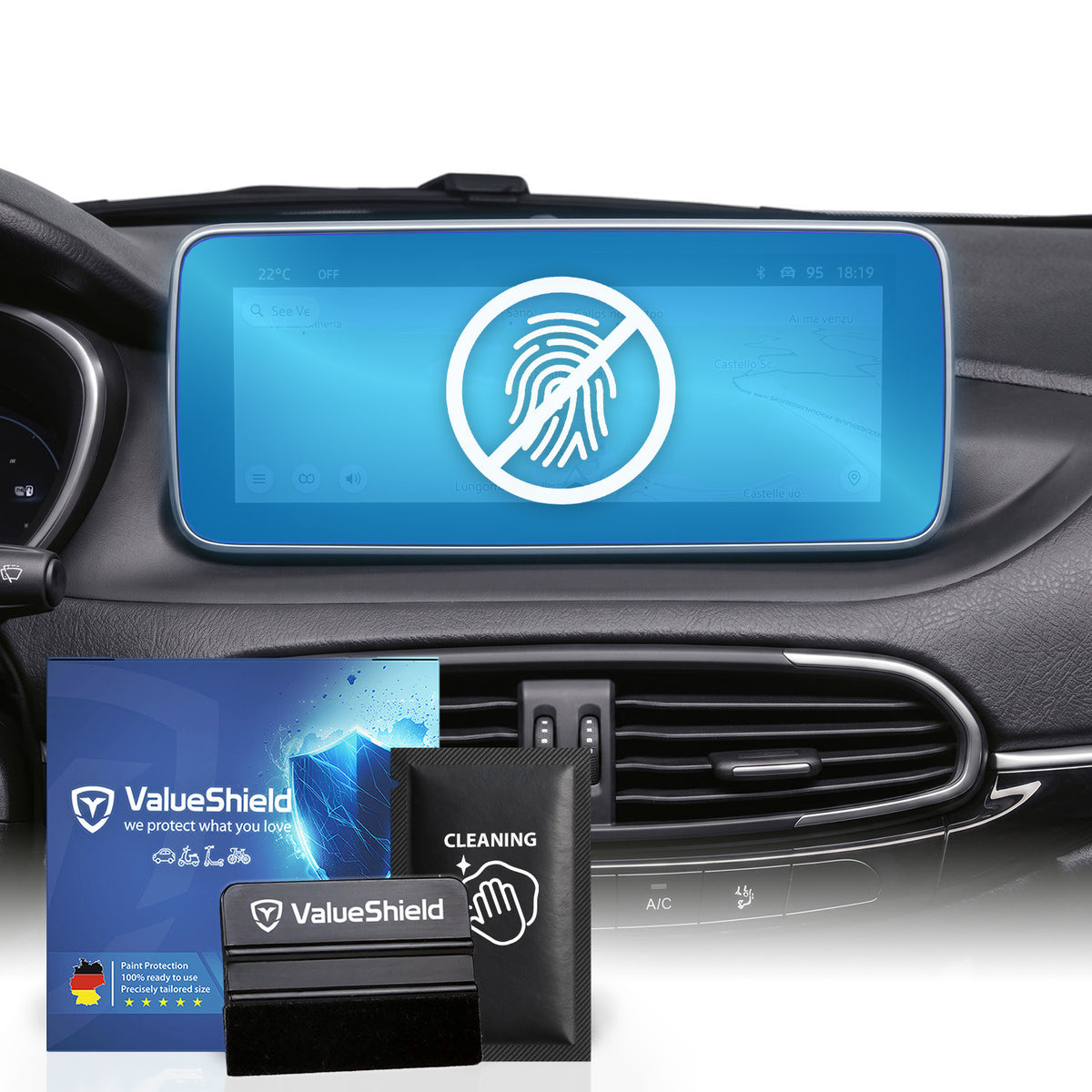 Anti-Fingerprint Displayschutzfolie passend für Fiat 600 (364/365) 2023-2029 (5-Türer Kompakt-SUV)