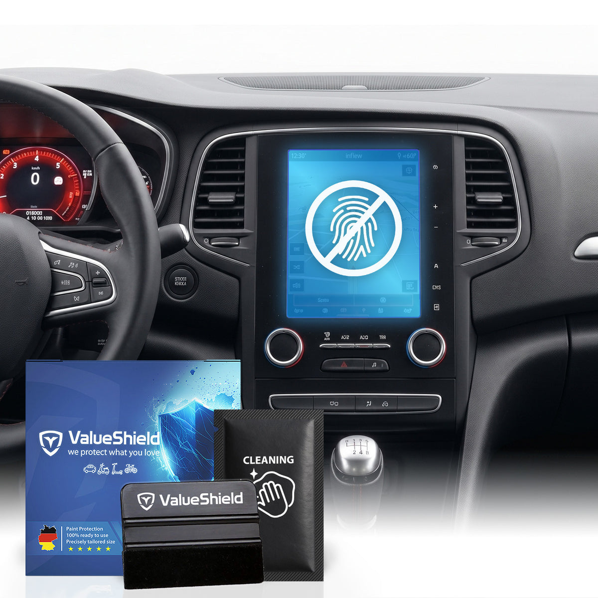 Anti-Fingerprint Displayschutzfolie passend für Renault Grand Scenic 4 (R9) 2016-2025 (5-Türer MiniVan)