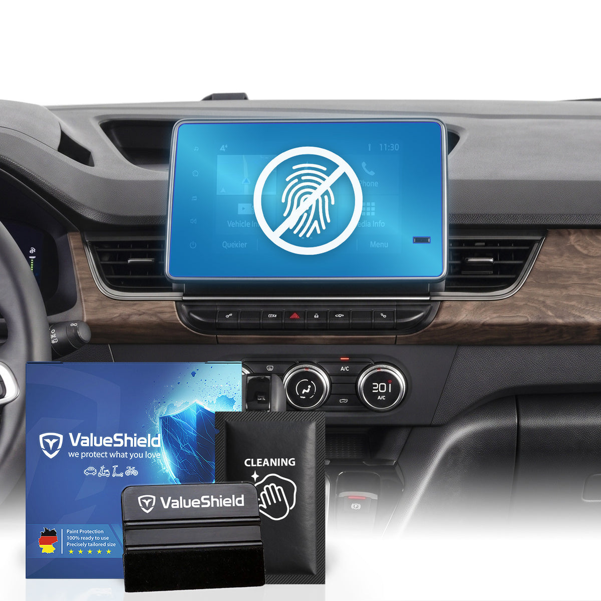 Anti-Fingerprint Displayschutzfolie passend für Renault Trafic Combi 2014-2026 (5-Türer Kleinbus)