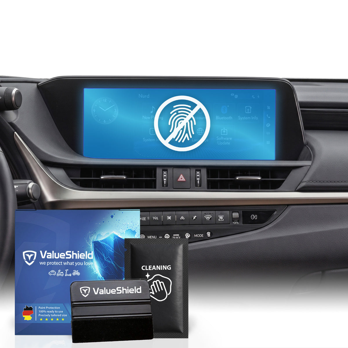 Anti-Fingerprint Displayschutzfolie passend für Lexus ES Vorfacelift 2018-2021